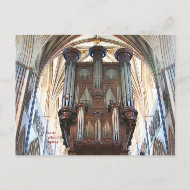 Exeter Cathedral organ, Devon, Inglaterra, postal (Anverso)