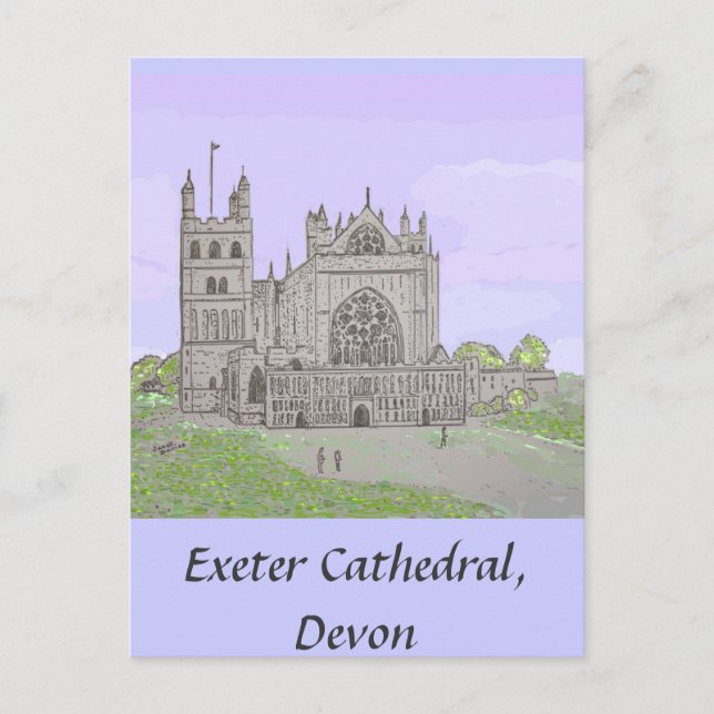 Exeter la tarjeta postal de la catedral (Anverso)