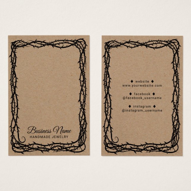 Exhibidor de joyería de Kraft rústico con vid de e (Anverso y reverso)