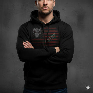 EXIST Cráneo Distressed Bandera Americana Sudadera