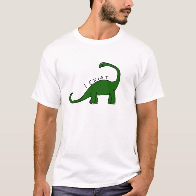 Existo camiseta del dinosaurio del Brontosaurus (Anverso)