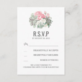 Exitosas tarjetas RSVP de boda de flores rosadas