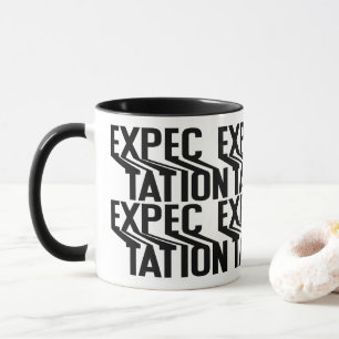 Expectativa - Tipografía Glitch Cinética Taza Negr