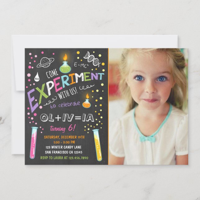 Experimento científico Chica de invitaciones de cu (Anverso)