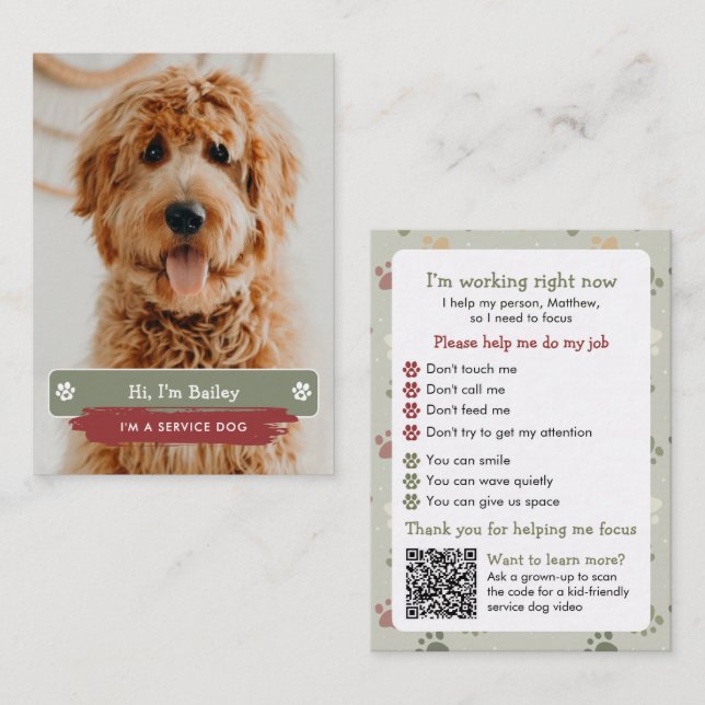 Explicación de Etiqueta para Perros de Servicio pa (Anverso / Reverso)