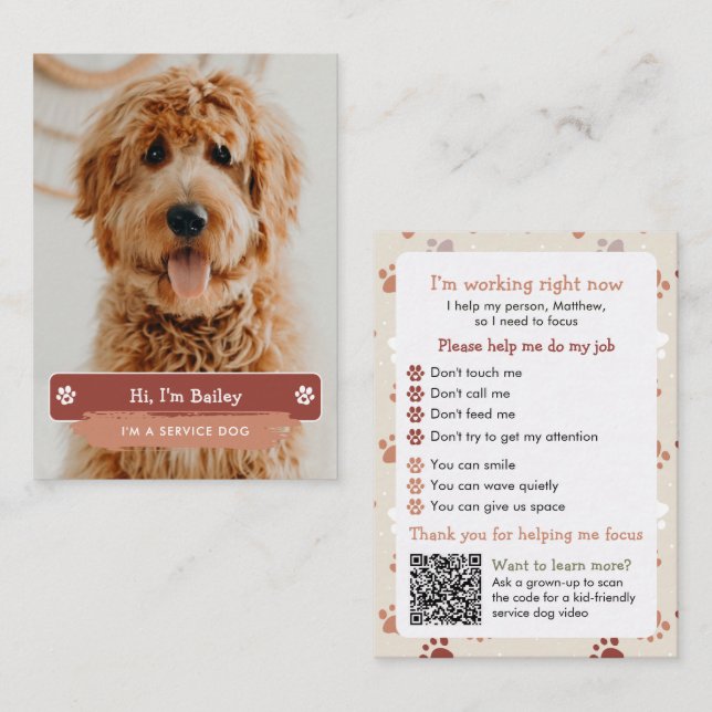 Explicación de Etiqueta para Perros de Servicio pa (Anverso / Reverso)