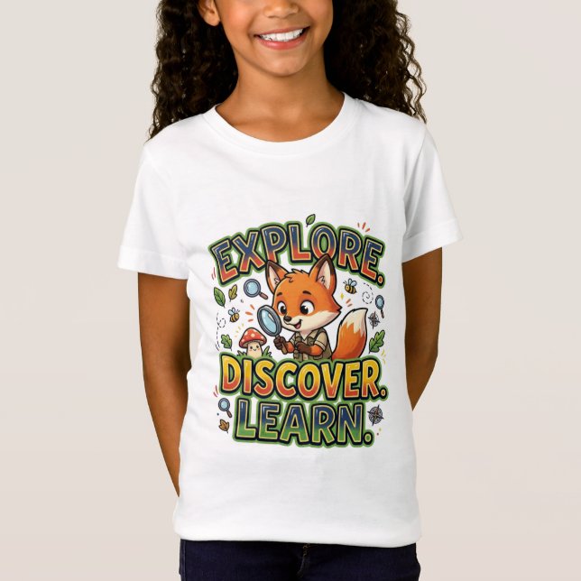 Explora Descubre Aprende Camiseta de Zorro Lindo | (Anverso)