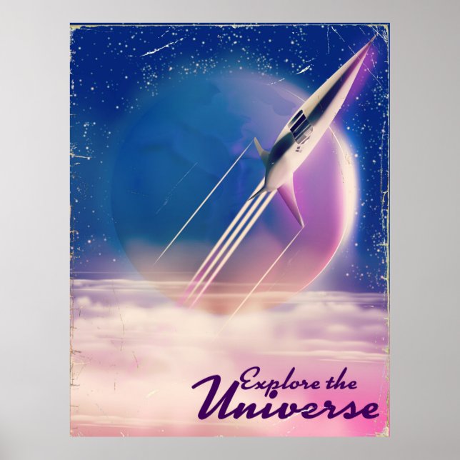 Explora el Universo Póster vintage del espacio (Frente)