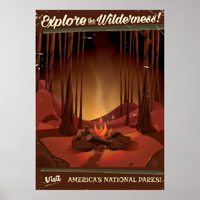 ¡Explora la naturaleza! Póster de fogata de campam (Frente)
