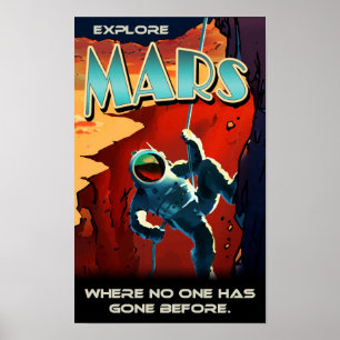 Explora Marte - Póster de viaje retro personalizad