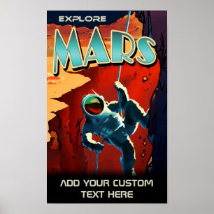Explora Marte - Póster de viaje retro personalizad