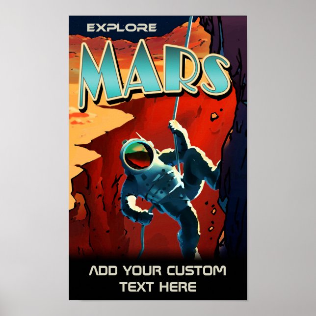 Explora Marte - Póster de viaje retro personalizad (Frente)