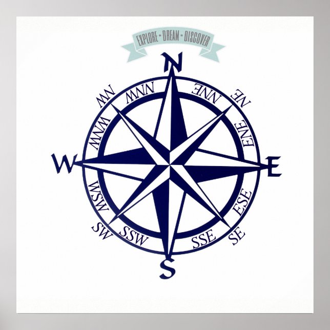 Explorar-Dream-Discover Impresión de brújula (Frente)