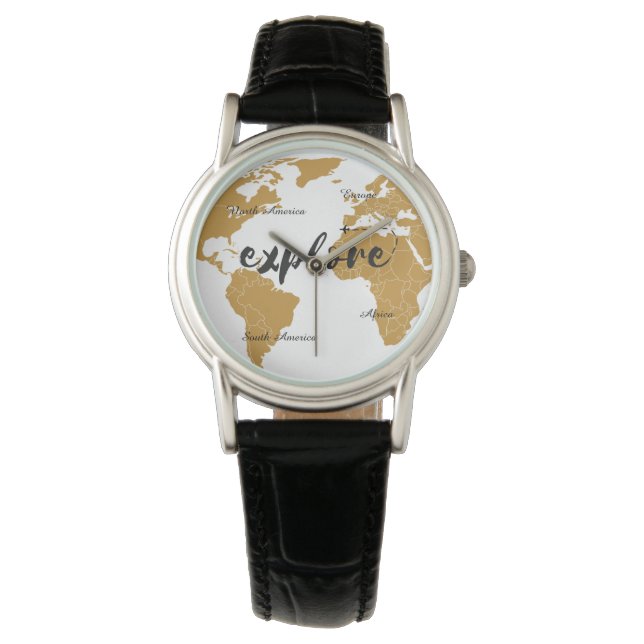 Explorar el reloj de mapas de oro (Anverso)