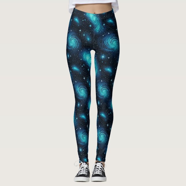 Explore el Cosmos en vibrantes leggings de galaxia (Anverso)