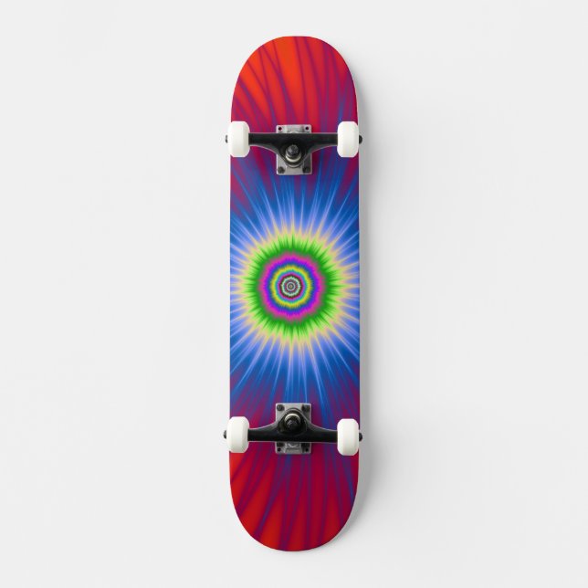Explosión azul en Skateboard en rojo (Anverso)