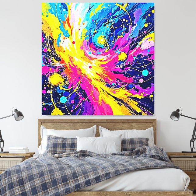 Explosión Cósmica: Arte de Salpicaduras Vibrantes (Insitu(Dormitorio))