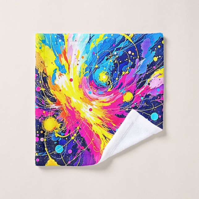Explosión Cósmica: Arte de Salpicaduras Vibrantes (Toallita)