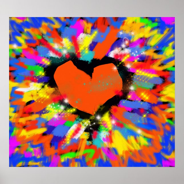 explosión de amor, arte de corazones impreso (Frente)