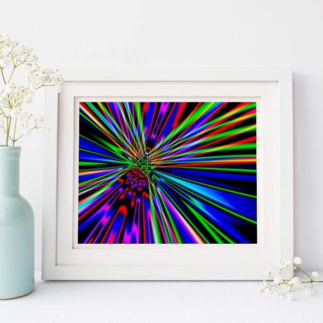 Explosión de arcoíris de neón Arte digital abstrac (Neon Rainbow Explosion Abstract Digital Art)