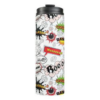 Explosión de arte pop de cómic retro en vaso térmi