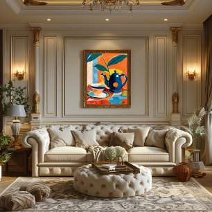 Explosión de Color: Arte Favista con Tetera y Taza