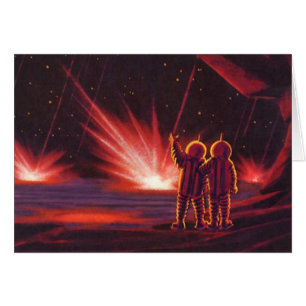 Explosión del planeta rojo de ciencia ficción vint