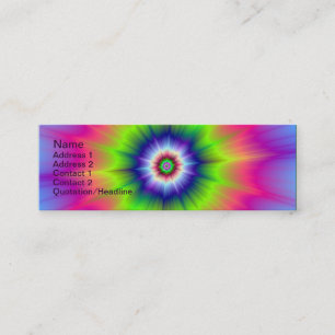 Explosión en tarjeta azul verde y rosa