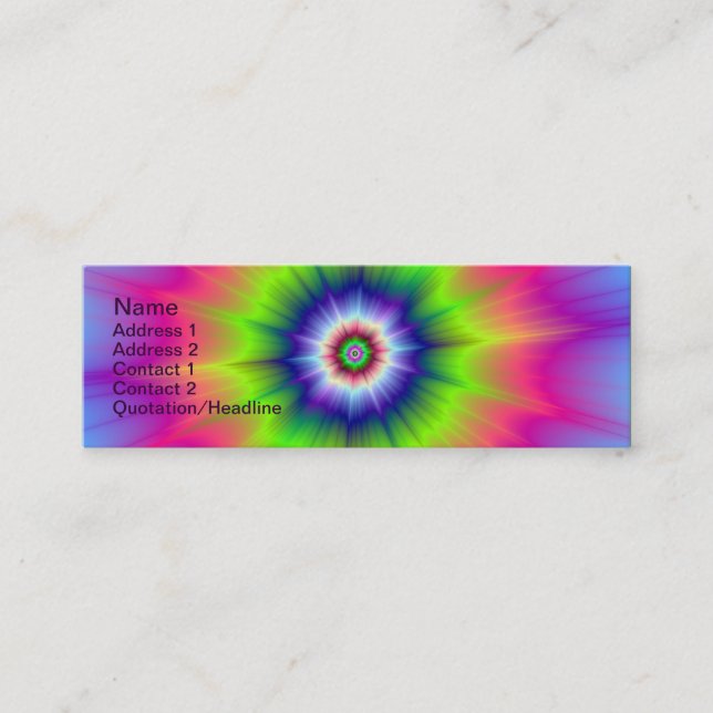 Explosión en tarjeta azul verde y rosa (Anverso)