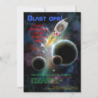 ¡Explosión! Invitación de cumpleaños del cohete