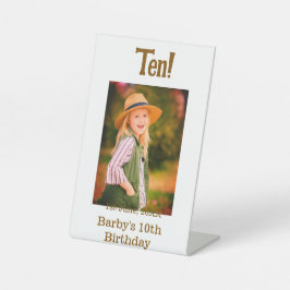Expositor En L 10th birthday photo name date simple brown beige b