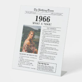 Expositor En L 1966 Birthday Newspaper Tabletop Pedestal Sign