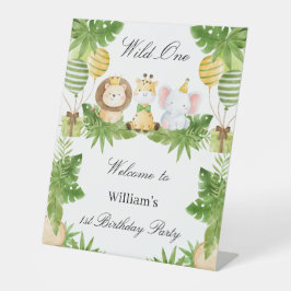 Expositor En L 1st Birthday Wild One Safari Animals Tabletop Sign