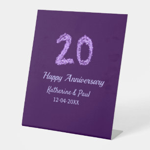 Expositor En L 20.º feliz aniversario añada pareja fecha púrpura