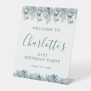 Expositor En L 21 Aniversario Dusty Blue Floral Bienvenida