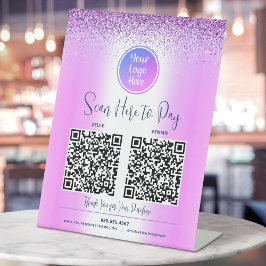 Expositor En L 2 Código QR Purpurina Personalizado Logotipo Escan