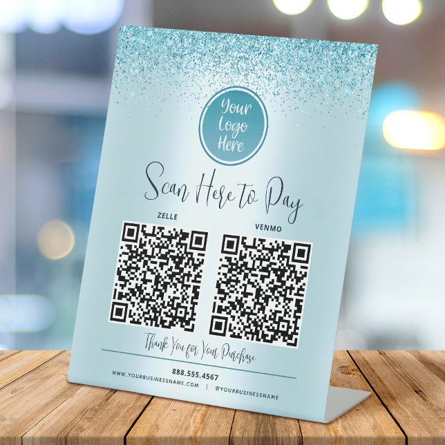 Expositor En L 2 Código QR Turquesa Brillo Logo Personalizado Pag (Subido por el creador)