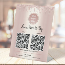 2 Códigos QR Paga Aquí Logotipo Personalizado Bril
