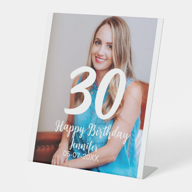 Expositor En L 30.º cumpleaños añadir nombre fecha año foto blanc (Anverso)