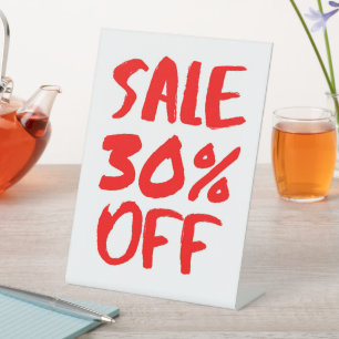 Expositor En L 30% de descuento en Rótulo de venta, tabletop Sign
