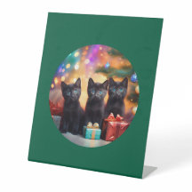 3 escena de Navidades de gatitos negros de ojos az