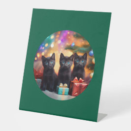 Expositor En L 3 escena de Navidades de gatitos negros de ojos az
