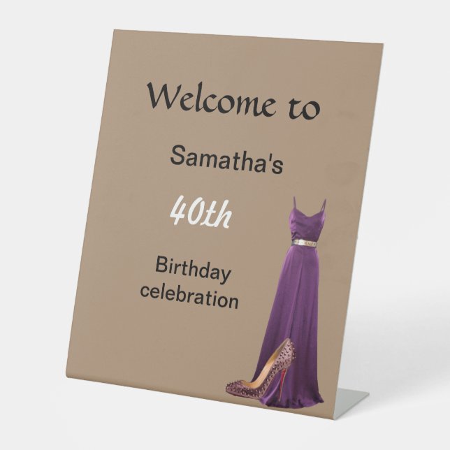 Expositor En L 40.ª bienvenida de cumpleaños Rótulo Pedestal (Anverso)
