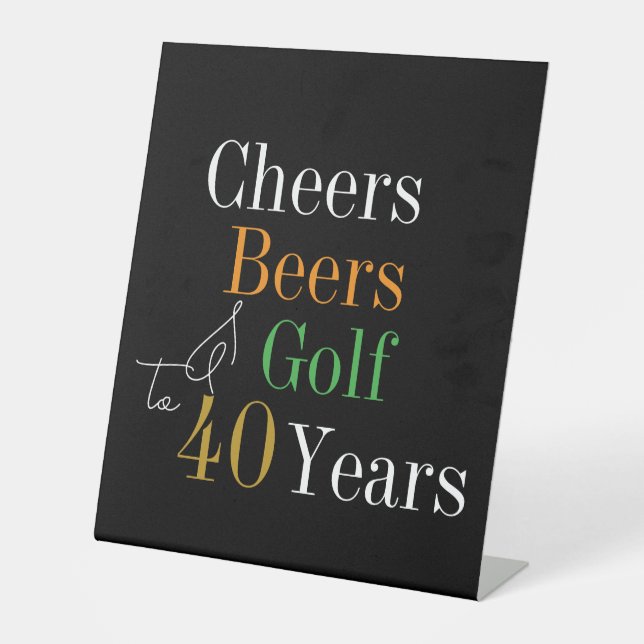 Expositor En L 40.º cumpleaños Cheers Beers Golf Black Gold Fiest (Anverso)