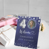 40.º cumpleaños estrellas de plata azul foto bienv