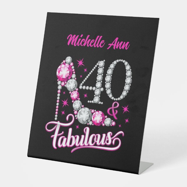 Expositor En L 40 y Fabulous, 40th Birthday, cualquier nombre, ed (Anverso)