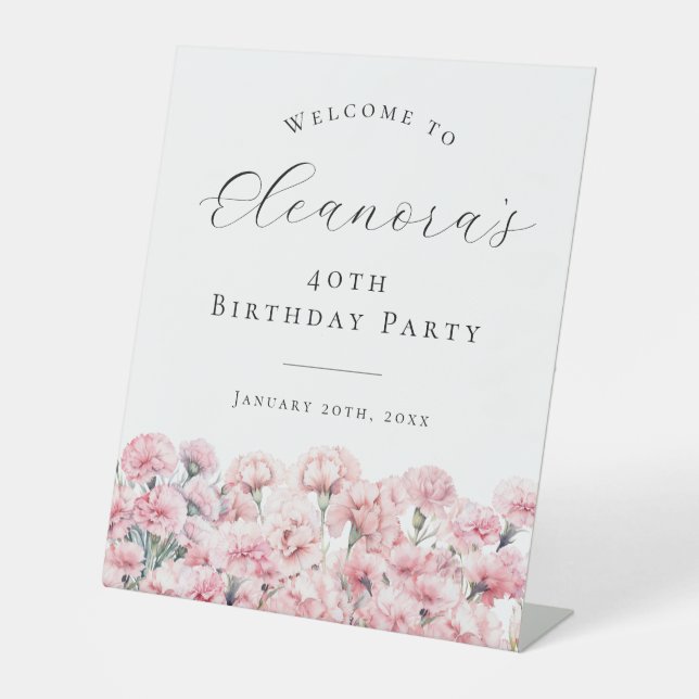 Expositor En L 40th Birthday Party January Birth Flower Welcome (Anverso)