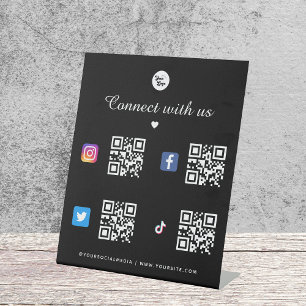 Expositor En L 4 Código Qr de Redes Sociales Logo Negro TikTok Fa