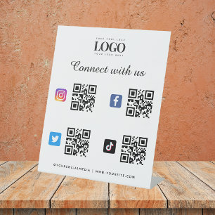 Expositor En L 4 Social Media Qr Code Scan Logo TikTok Instagram