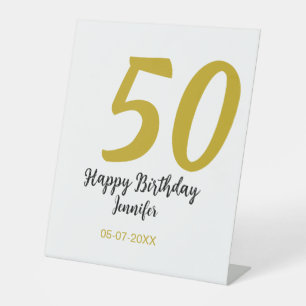 Expositor En L 50 cumpleaños añadir nombre fecha año negro planti